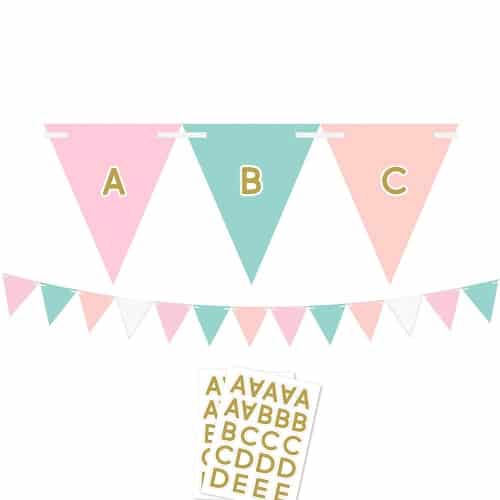 large_2008_Amscan_Banderines_Personalizable_Pastel_Oro Banderines Pastel & Oro Metálico