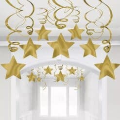 decoracion colgante estrellas oro