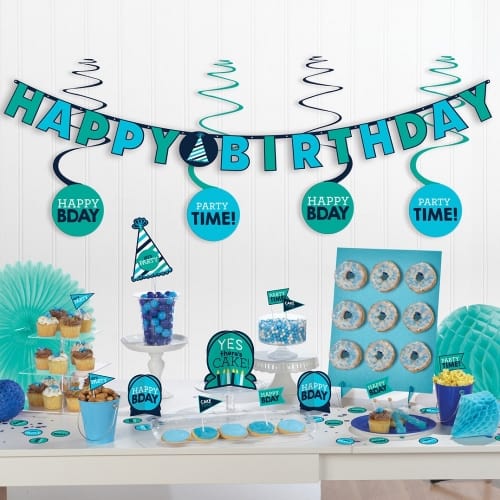 large_2444_Kit_Accesorios_Cumple_Azul_243642 Paquete Decorativo Happy Birthday Azul