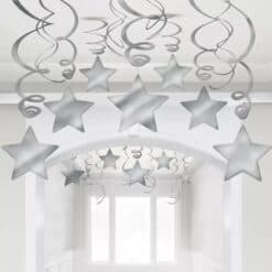 Decoracion colgante estrellas plata